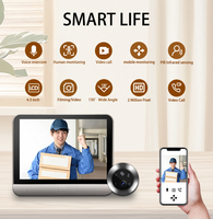 Caméra de porte numérique 2MP Tuya 2.4G Wifi avec écran LCD 4.3 pouces, vidéophone 1080P, caméra de sécurité intelligente pour la maison