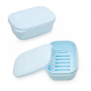 Top Seller 2024 Cheap Fancy Travel Portable Plastic Soap Dish With Container Drain Layer & Box Lid for Soap Case Holder