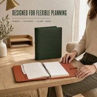 Organiseur de budget en cuir PU personnalisé avec pochettes à fermeture éclair transparentes, classeur à 6 anneaux pour défi d'épargne, format A4/A5, pour bureau