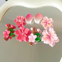 Charm in Resina a Forma di Fiore di Ciliegio, Petali Sfumati Rosa Sakura per Artigianato Fai-da-Te e Nail Art