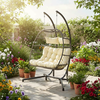 Chaise suspendue en osier pour 2 personnes, avec support, robuste, double balançoire, chaise hamac pour patio et jardin, directement de l'usine