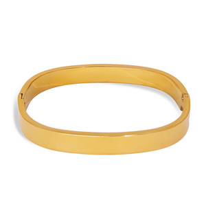 Brazalete de Acero Inoxidable con Hebilla Cuadrada Geométrica de 6mm, Chapado en Oro de 18K, Estilo Europeo Americano, Unisex, Simple, Liso y Moderno - Product Image 5