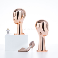 Support pour perruques Tête de mannequins en cheveux humains chromée pour affichage de lunettes de soleil Têtes de mannequins en or de luxe pour affichage de perruques