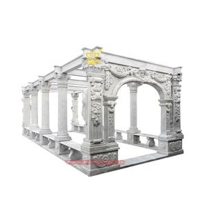 Gazebo con Colonne Romane in Marmo e Tetto in Metallo, <span class=keywords><strong>Arredo</strong></span> da <span class=keywords><strong>Giardino</strong></span>, Prodotto Unico in Pietra <span class=keywords><strong>per</strong></span> Giardini - Product Image 4