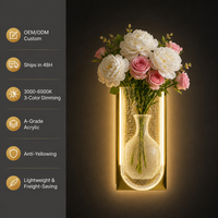 Applique murale moderne en aluminium et acrylique avec LED, design vase à fleurs, trois couleurs à intensité variable, pour chambre, hôtel, couloir, éclairage décoratif intérieur