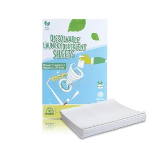 Feuille de détergent à lessive biodégradable entièrement naturelle Feuilles de lessive à nettoyage en profondeur écologiques pour vêtements