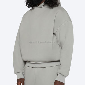 Sweat à capuche unisexe à épaules tombantes en coton personnalisé poids lourd français éponge pull à capuche surdimensionné sweat à capuche court pour hommes - Product Image 1