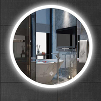 Miroir intelligent rond moderne à LED pour salle de bain avec lumière Toilette murale IP44 pour la maison et l'hôtel Miroirs de bain éclairés