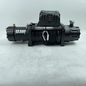 Treuil électrique haute vitesse 12000lbs 5.2 m/min tirant, double tension 12V/24V avec corde synthétique pour le sauvetage d'urgence - Product Image 5