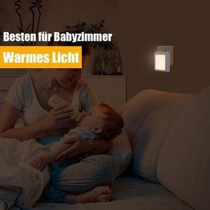 Veilleuse LED carrée à brancher avec capteur crépusculaire automatique, luminosité réglable, blanc chaud, moderne et élégante pour chambre à coucher et chambres d'enfants - Product Image 5