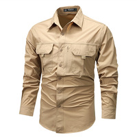 Chemise tactique à manches longues pour homme, tissu sergé imperméable à séchage rapide pour la randonnée, l'escalade et la chasse, vêtements de cérémonie et décontractés pour l'été