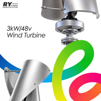 Éolienne à Axe Vertical de 1kW 2kW 3kW 5kW, Générateur Hybride Solaire et Éolien pour Système de Production d'Énergie Grille Connectée à Usage Domestique