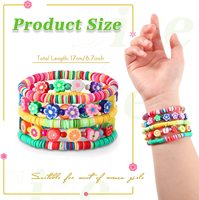 Enfant Rose Bleu Coloré Argile Fruit Souriant Visage Perlé Bracelet Doux En Céramique Élastique Bracelet Ensemble Pour Enfants