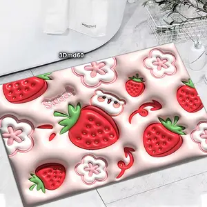 Non Slip 5D Diatom Mud Mats Super Water Absorbent Bathroom Rug Quick Drying Floor Mats For Blue Tulip 3D print Bathroom mat