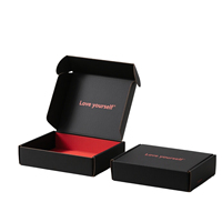 Carton d'expédition ondulé noir avec logo imprimé personnalisé Boîte en papier kraft pliable avec plastification mate Type de boîte dossier