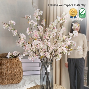 Branches de fleurs de <span class=keywords><strong>cerisier</strong></span> artificielles réalistes pour la décoration de la maison, des mariages et <span class=keywords><strong>du</strong></span> printemps, tiges de sakura en soie artificielle - Product Image 1