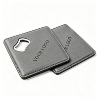 Sous-verre double fonction pour bureau d'entreprise, bar, sous-verre en cuir personnalisé de qualité supérieure avec logo personnalisé, ouvre-bouteille