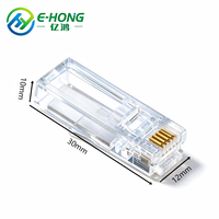 Prise modulaire E-hong RJ11 6P4C à corps long, boîtier PC transparent, contacts plaqués or, sertissage facile pour téléphone vocal 4 fils