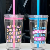 Vente en gros 2025 nouveauté 450ml tasses à paille en Tritan sans BPA bouteille d'eau en Tritan couleur bonbon pour thé au lait et café