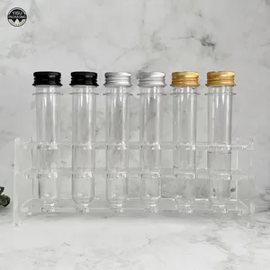 Tubos de teste plásticos personalizados, recipientes de armazenamento transparentes e transparentes com parafuso, tampas de plástico de 40ml