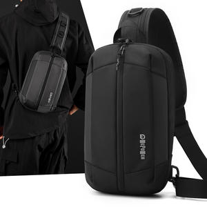 Wepower Bolso de pecho para hombre, nailon, impermeable, gran capacidad, para desplazamientos, uso al aire libre, negro, gris, azul oscuro, color sólido - Product Image 2