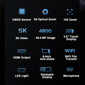 Caméras vidéo numériques Sinida OEM, zoom optique professionnel de haute qualité, 5K HD, pour la photographie en extérieur - Product Image 6