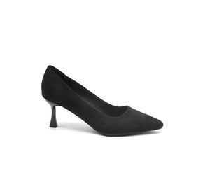 Escarpins hauts élégants de bureau pour dames Chaussures habillées formelles à bout pointu en daim noir et talon chaton pour l'été et l'automne - Product Image 2