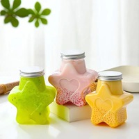 핫세일 350ml 500ml 별 모양 PET 플라스틱 주스 물 음료 병 알루미늄 캡 포함