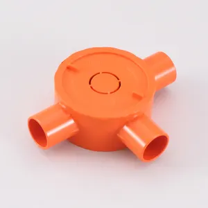 Eu Padrão Pvc Laranja Redonda Dois Sentidos 4 Way Junction Box 20mm Tamanhos Ou Elétrica Pvc Conduit Deep Junction Boxes