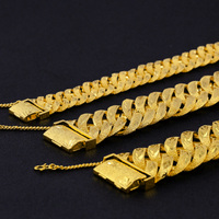 Bracelet chaîne cubaine géométrique classique unisexe ZH, plaqué or 24 carats de haute qualité, avec zircon et breloque en or de Dubaï, en laiton, idéal pour un cadeau