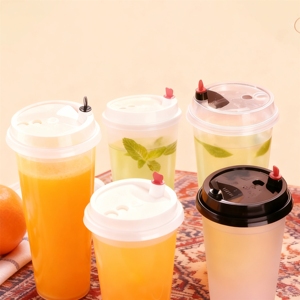 Gobelets jetables en PP avec couvercles, logo personnalisé, diamètre 90 mm, transparents, impression par transfert thermique pour thé boba et milkshakes à emporter - Product Image 2