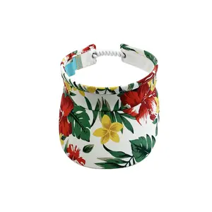 High quality cheap price outdoor beach sun visor caps whole printing sun visor hat wholesale Elastic rope back strap visor hats