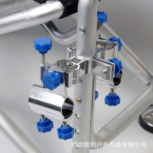 Soporte doble para cañas de pescar Kdhru de aleación de aluminio para silla de pesca con perillas azules y soporte de montaje ajustable - Product Image 3