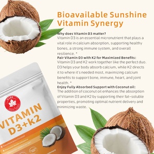 Compléments alimentaires en gros D3+K2 en gélules molles, soutient l'immunité et la santé cardiaque, vitamines pour adultes, compléments alimentaires OEM/ODM - Product Image 3