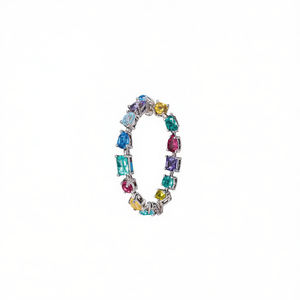 Orecchini a Cerchio Trendy con Zirconi Colorati per Donna, Gioielli da Festa, Orecchini alla Moda con Incastonatura a Griffe in Lega - Product Image 1