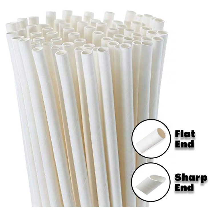 LOKYO In Stock White Nature Individual Pack Drinking Straw Bubble Tea Biodegradable Paper Straws