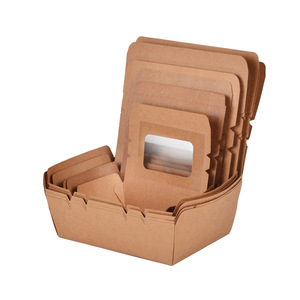 Boîte <span class=keywords><strong>à</strong></span> plateau en papier kraft jetable personnalisée pour les sorties de printemps, le camping, les plats <span class=keywords><strong>à</strong></span> emporter, les collations, le thé de l'après-midi, les sandwichs pour pique-nique - Product Image 4