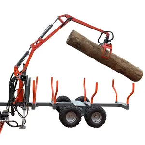 Machines forestières Camion Legal Remorque à bois Équipement d'exploitation forestière Grappin Chargeuse ATV Remorque à bois hydraulique avec grue