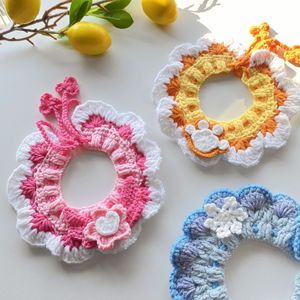 Cute paw print bibs, little <b>flowers</b>, handmade knitted pet scarves, snowflake-patterned pet bibs, <b>sweet</b> accessories. - Product Image 1