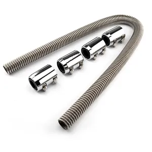 48" Stainless Steel Corrugated hose Radiator Flexible Coolant Water Hose Kit with Caps