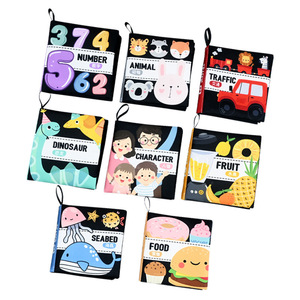 Livre en tissu sensoriel jouets pour bébés à contraste élevé 0 <span class=keywords><strong>12</strong></span> <span class=keywords><strong>mois</strong></span> jouets pour nouveau-nés livres en tissu noir et blanc livre pour bébé Montessori - Product Image 1