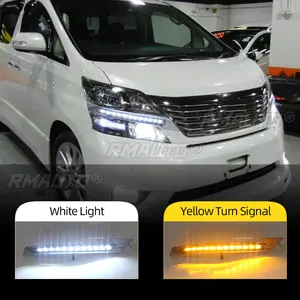 2Pcs LED DRL Daytime Running Lights Dynamic Daylight Turn Signal Light Body Kit Para Toyota Vellfire 2008-2015 Acessórios para Carro