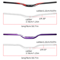 Guidon de VTT en alliage d'aluminium 31.8*720mm/780mm guidon d'hirondelle 30mm/55mm guidon de vélo de montagne guidon de cyclisme
