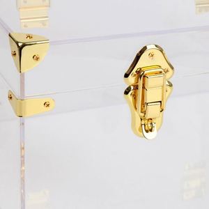 Proveedor de Oro de la Industria: Caja de Almacenamiento Rectangular de Acrílico Transparente Moldeada por Inyección Ecológica con Accesorios Decorativos de Metal Dorado - Product Image 4