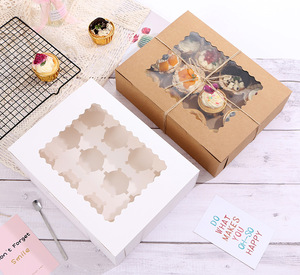 Paquete <span class=keywords><strong>de</strong></span> 12 cajas <span class=keywords><strong>para</strong></span> cupcakes al por mayor, cartón blanco, pastelería, magdalenas, <span class=keywords><strong>caja</strong></span> <span class=keywords><strong>para</strong></span> Tartas, embalaje <span class=keywords><strong>de</strong></span> postres con ventana - Product Image 3