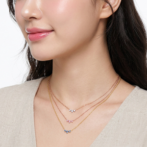 18K <b>Solid</b> <b>Gold</b> Tiny Diamond Necklace Minimalist Layering Set Natural Sapphire Dainty Stackable <b>Pendant</b> Necklace for Women - Product Image 6