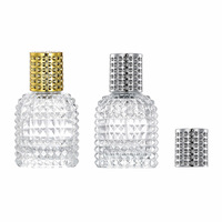 Flacon de parfum en verre transparent rechargeable de luxe personnalisé avec logo, 30 ml, 50 ml, 100 ml, flacons de parfum ronds avec emballage en boîte