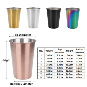 แก้วน้ำสแตนเลสสีเงิน 500 มล. สำหรับร้านอาหารโรงแรม บาร์ ร้านกาแฟ ใส่เบียร์ ใส่น้ำ - Product Image 2