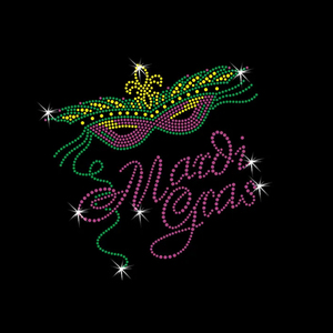 Applicazioni Termoadesive Personalizzate con Cristalli Luccicanti per Mardi Gras, Disegni con Strass da Stirare, <span class=keywords><strong>Motivi</strong></span> e Applicazioni all'Ingrosso per Abbigliamento - Product Image 1