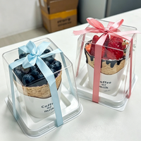 Boîte à cornets de crème glacée avec couvercle et base personnalisés, boîte d'emballage de dessert en plastique transparente de luxe en deux parties